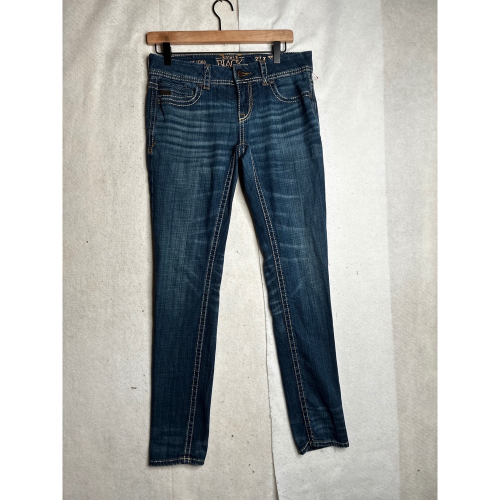 Buckle Black Fit No.‎ 53 Skinny Jeans Womens 27x32 Dark Wash Distressed Denim